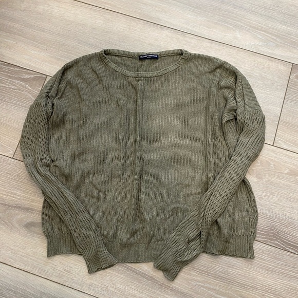 Brandy Melville Sweaters - Brandy Melville Olive green crewneck sweater